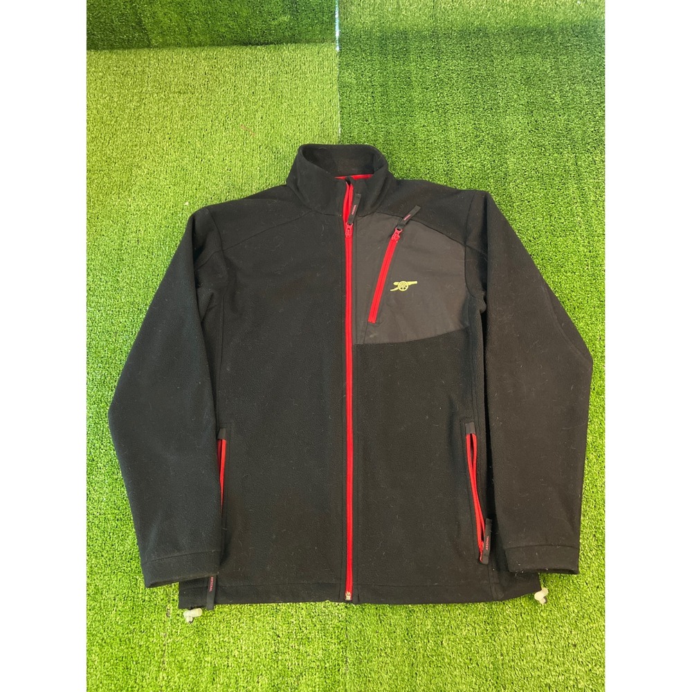 Arsenal FC Mens‎ Fleece Jacket Black Red Full Zip Soccer Cannon Crest Logo M/L